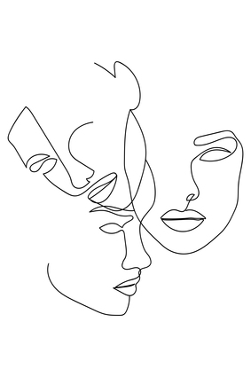 Three Faces Line Art