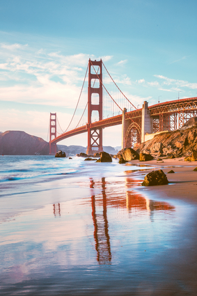 Golden Gate Bridge At Sunset